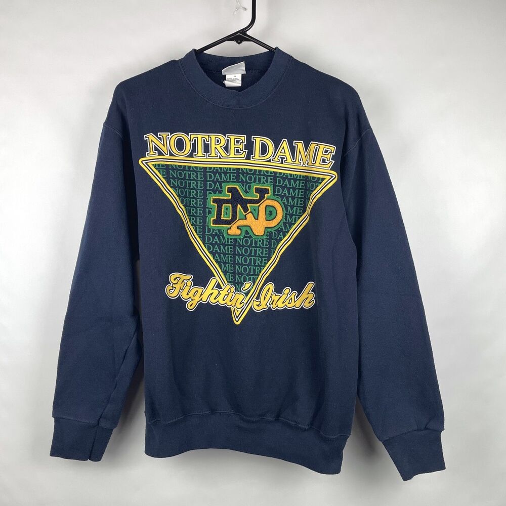 VTG 90s Notre Dame Fighting Irish Sweatshirt 20/20 Sport Crewneck Navy USA L